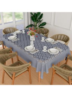 Kuber Industries - Grey Cotton 6 Seater Table Cover