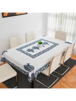 Kuber Industries - White Cotton 6 Seater Table Cover