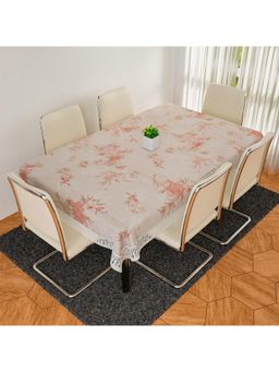 Kuber Industries - Cream Plastic 6 Seater Table Cover