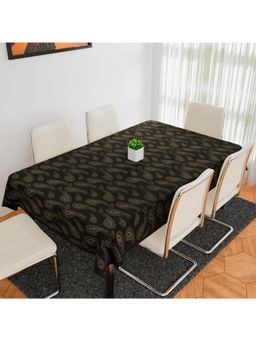 Kuber Industries - Black Cotton 6 Seater Table Cover