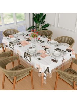Kuber Industries - Cream Plastic 6 Seater Table Cover