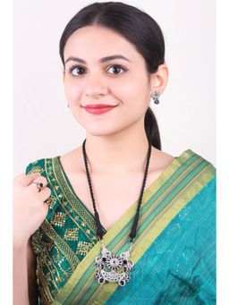 GRIIHAM - Silver Oxidised Plated Elegant Necklace Set