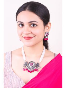 GRIIHAM - Silver Oxidised Elegant Necklace Set