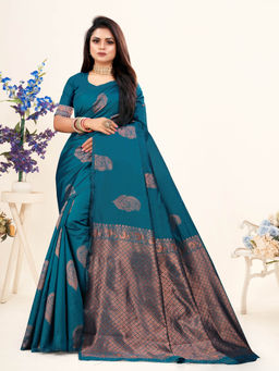 EXCLUSIVA - Women Litchi Silk Banarasi Saree with Unstitched Blouse