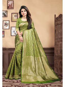 EXCLUSIVA - Women Litchi Silk Designer Banarasi Saree with Unstitched Blouse