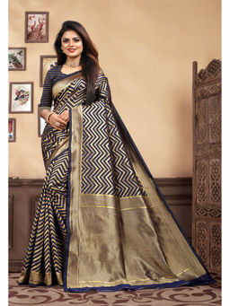 EXCLUSIVA - Women Litchi Silk Designer Banarasi Saree with Unstitched Blouse