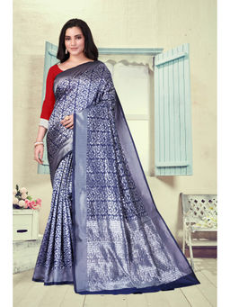 EXCLUSIVA - Women Litchi Silk Designer Banarasi Saree with Unstitched Blouse