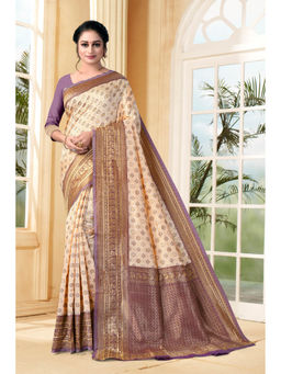 EXCLUSIVA - Women Litchi Silk Designer Banarasi Saree with Unstitched Blouse