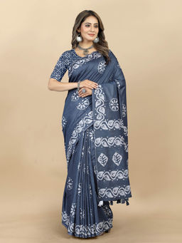 EXCLUSIVA - Women Designer Digital Print Batik Saree with Unstitched Blouse