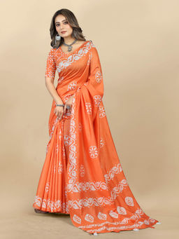 EXCLUSIVA - Women Designer Digital Print Batik Saree with Unstitched Blouse