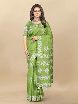 EXCLUSIVA - Women Designer Digital Print Batik Saree with Unstitched Blouse