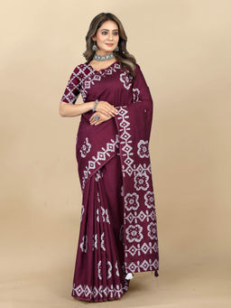 EXCLUSIVA - Women Designer Digital Print Batik Saree with Unstitched Blouse