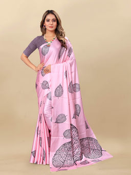 EXCLUSIVA - Women Designer Digital Print Japan Satin Silk Saree with Unstitched Blouse