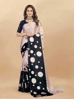 EXCLUSIVA - Women Designer Digital Print Japan Satin Silk Saree with Unstitched Blouse