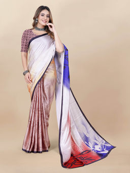 EXCLUSIVA - Women Designer Digital Print Japan Satin Silk Saree with Unstitched Blouse