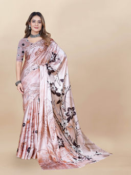 EXCLUSIVA - Women Designer Digital Print Japan Satin Silk Saree with Unstitched Blouse