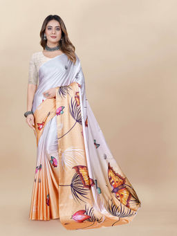 EXCLUSIVA - Women Designer Digital Print Japan Satin Silk Saree with Unstitched Blouse