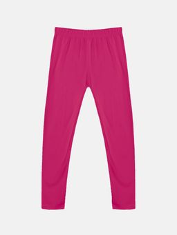 KiddoPanti - Pink Girls Cotton Solid Leggings