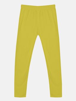 KiddoPanti - Yellow Girls Cotton Solid Leggings