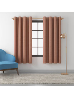 HomeTown - Nora Window Curtains Set of 2 Solid Jacquard Dim Out 5 Feet in Cream Colour