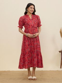 MomToBe - Women's Cotton Peach Pink Maternity Dress