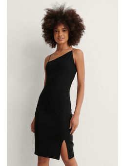 NA-KD - Asymmetric Thin Strap Short Dress-Black