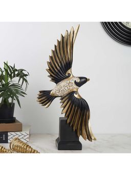 HomeTown - Miraya Polyresin Figures And Sculptures-2 In Black-Gold Colour