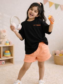 The Fit Theory - Girls Oversized Boxy Black T-Shirt