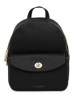 Accessorize London - Womens Faux Leather Black Ricki Backpack