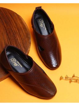 Tiny Bugs - Boys Ethnic Wear Mojaris - Brown
