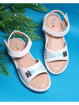 Tiny Bugs - Girls Buckle Embellished Sandals - White