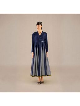 AMPM - Navy Blue V-Neck Stripes Maxi Dress