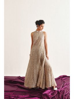 Twenty Nine - Hi Neck Long Sleeveless Beige Dress