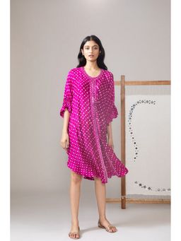 Twenty Nine - Pink Bandhani Oversize Frill Pink Dress