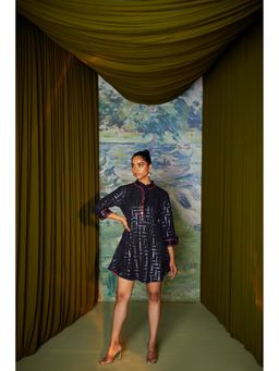 Twenty Nine - Rabari Mirrorwork A Line Navy Blue Dress