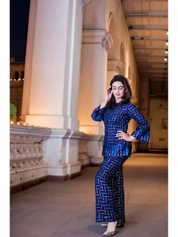 Twenty Nine - Blue Mirrorwork Palazzo