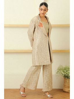 Twenty Nine - Grey Mirrorwork Flared Palazzo