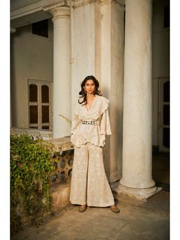 Twenty Nine - White Mirrorwork Flared Palazzo