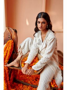 Twenty Nine - White Mirrorwork Tassels Pant