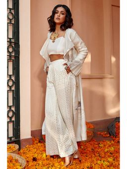 Twenty Nine - White Mirrorwork Bell Bottom