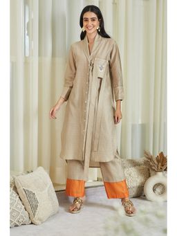 Twenty Nine - Grey Chanderi Contrast Pant