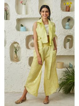 Twenty Nine - Yellow Diagonal Crushed Bandhani Flared Pant