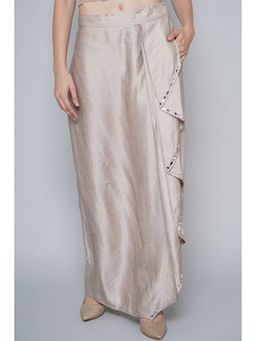 Twenty Nine - Off White Layered Mirrorwork Linen Satin Pant