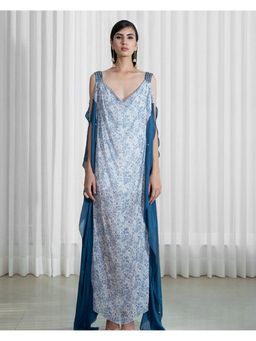 MANDIRA WIRK - Blue Printed Kaftan Dress