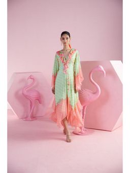 MANDIRA WIRK - Pista Iznik Asymmetrical Pink Ruffled Dress