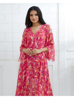 MANDIRA WIRK - Fuchsia Pink Printed Dress