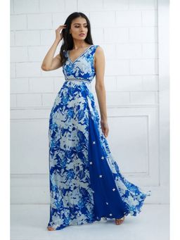 MANDIRA WIRK - Royal Blue Printed Dress