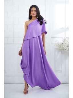MANDIRA WIRK - Purple One Shoulder Cape Dress