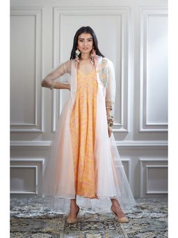 MANDIRA WIRK - Printed Dress and Organza Long Jacket