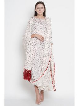 Twenty Nine - Off-White Boat Neck Mirrorwork Off White Dress